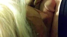 Johnny feels the intense pleasure as blonde gives passionate blowjob