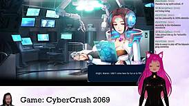 Vtuber Lewdneko Plays Cybercrush 2069 With Big Tits