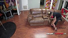 Teen Brandi sucks and takes Bruno's rough big cock.