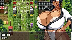Tanned Girl Natsuki in Hentai Game Ep 11, Village Chief Sneaks a Peek While She Changes Publicly!