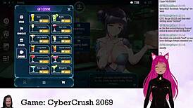 Vtuber Lewdneko Plays Cybercrush 2069 With Big Tits