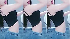 sexy chinese girl dancing with vibrating butt plug horny pussy 😈