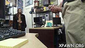 Daring woman, is that your wet pussy getting fucked in the shop?