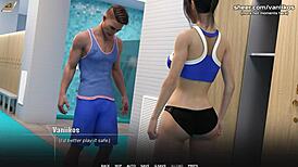 Busty Babe In Public College Shower Game