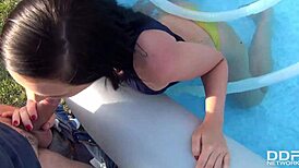 super hot french teen anna siline sucks big cock pov