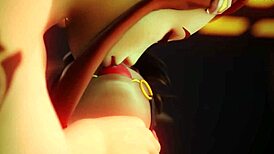 Bridgitte puts Tracer into the machine for some hentai action