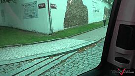 Alluring blonde picked up and drilled hard in van.