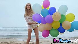 Blonde milf Francy Torino strips outdoors, revealing perfect ass and small tits in a raw naked pose.