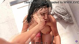 Horny stepbro walks in on busty stepsister shower cumshot