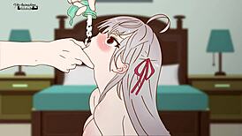 Alya sucks all sperm from speed condom in russian hentai parody