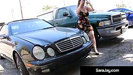 Wow, Sara Jay, the love queen, bangs horny mechanic hard and wild!