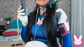 DVA Overwatch cosplay with ASMR and big boobs