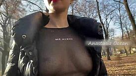 Beauty flashes her big boobs in a public park! 😍