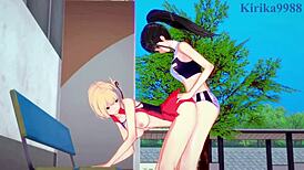 Chisato Nishikigi and Takina Inoue in Wild Futanari Sex - Lycoris Recoil Hentai!