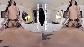 Joanna angel feels naughty pleasure from licking balls and getting fucked