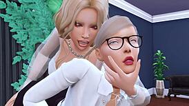 Perverted futanari secretary seduces strict boss, becomes her slut!