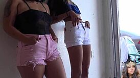 She sized up our shorts while flaunting her big Filipina ass and cheeks