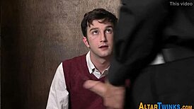 Gay priest casually fucks teen twink's ass in uniform