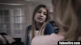 Lesbo Stepdaughter Fucks Stepmom And Her Bf To Prove She's Gay