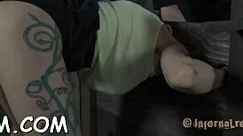 Chick Chained in Shackles Endures Hardcore BDSM Torment with Blowjob