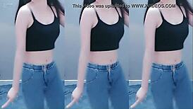 sexy chinese girl dancing with vibrating butt plug horny pussy 😈