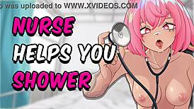 Asmr Nurse Cleans Patient's Cock In Shower