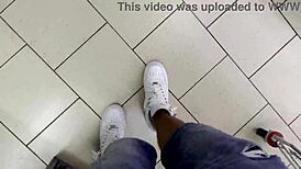 helping a guy shoot his load in risky supermarket public spot