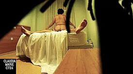 She hides a camera to record the fat woman giving oral sex to him 😏