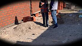 security camera catches engineer nataly at the construction site