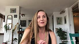 Amateur Sarah fingers herself to a quivering solo orgasm. Her intense climax shakes the room.