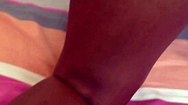 Bent over for interracial POV creampie in doggystyle.