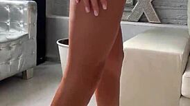 Russian pornstar Monika Fox posing with big tits in sexy lingerie backstage