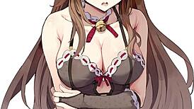 Hot hentai maid surprises you with gangbang POV action