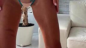 Russian pornstar Monika Fox posing with big tits in sexy lingerie backstage