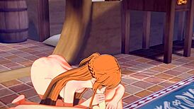 Asuna dominates Kirito with intense hardsex in Sword Art Online hentai.