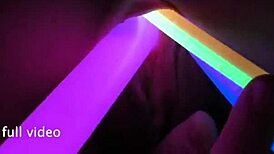 Raquel 27yo gapes pussy with kinky glowsticks