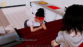 Harem hotel anime game features cartoon hentai scenes with multiple partners