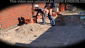 security camera catches engineer nataly at the construction site