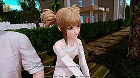 Harem hotel anime game features cartoon hentai scenes with multiple partners