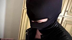 damn, i love watching this masked domina in leather fuck missionary