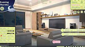 Summer clover discovers boss masturbating to giant cock in harem game