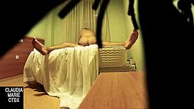 She hides a camera to record the fat woman giving oral sex to him 😏