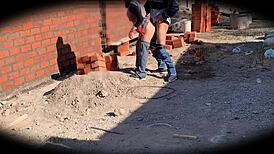 security camera catches engineer nataly at the construction site