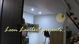 hot redhead latina wife shows pussy and ass in kitchen without panties