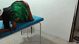 Sensual female elf indulges in christmas sex fantasies on hospital gurney