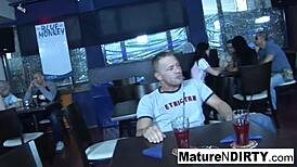 Dirty blonde MILF slammed hard in restaurant fuck