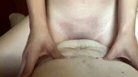 I'm playing on my guy's big cock while he gropes my tits hard