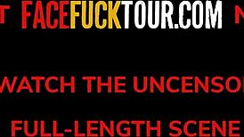 face fuck tour with 18yo latina sluts getting their throats dominated in a threesome cum swap