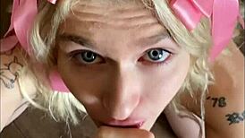 Emma Rosie delivers intense blowjob and facial in hot hookup.