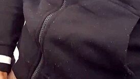 Wow, gym bathroom action with sheer views!